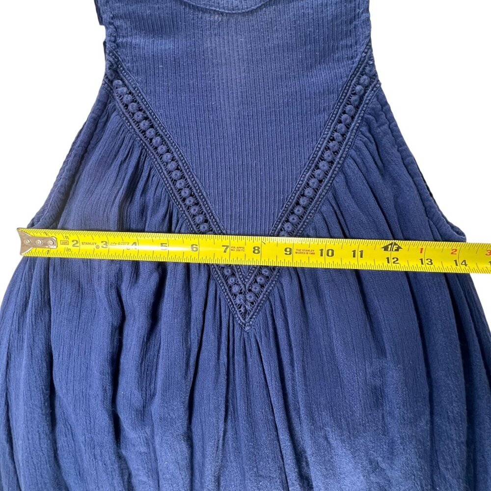Volcom Sleeveless Blue Tunic Dress Crochet Keyhole Boho Small 10 Lined Gauzy - Picture 13 of 13